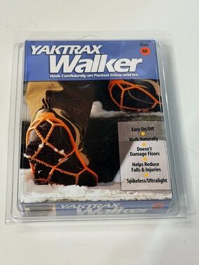 Yaktrax Walker Men's Orange Traction Ice Grips - Medium